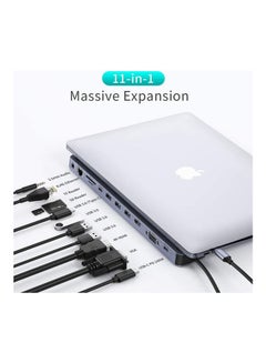 CHOETECH 11 in 1 USB-C Multiport Docking Station for Apple Macbook Pro/Air & Type-C Compatible Devices Grey  - Image 4
