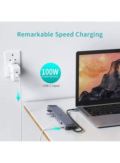 CHOETECH 11 in 1 USB-C Multiport Docking Station for Apple Macbook Pro/Air & Type-C Compatible Devices Grey  - Image 5