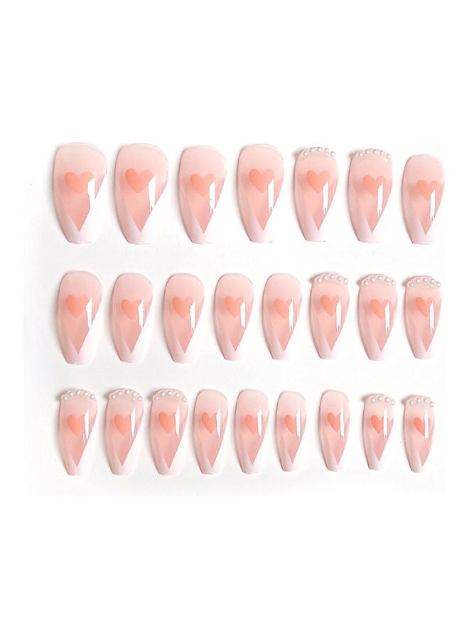 MissTiara - 24-Piece Removable False Nails Set Pink/White - Image 1