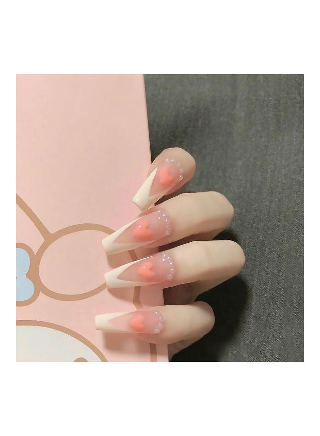 MissTiara - 24-Piece Removable False Nails Set Pink/White - Image 1