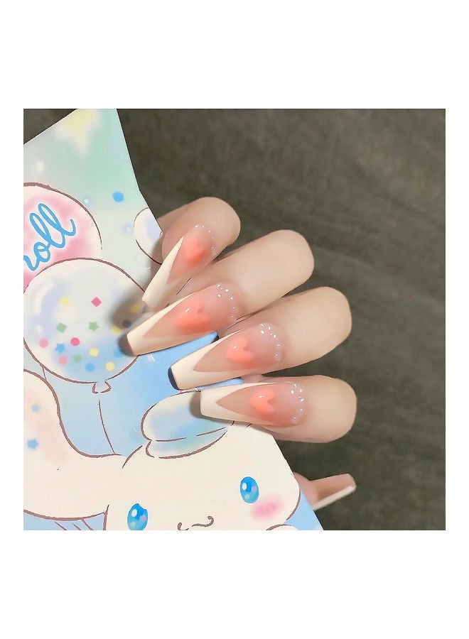 MissTiara - 24-Piece Removable False Nails Set Pink/White - Image 1