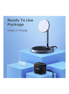 CHOETECH 2-In-1 iPhone Magnetic Wireless Charger Stand for IPhone 13/12 & Apple AirPods Silver  - Image 5