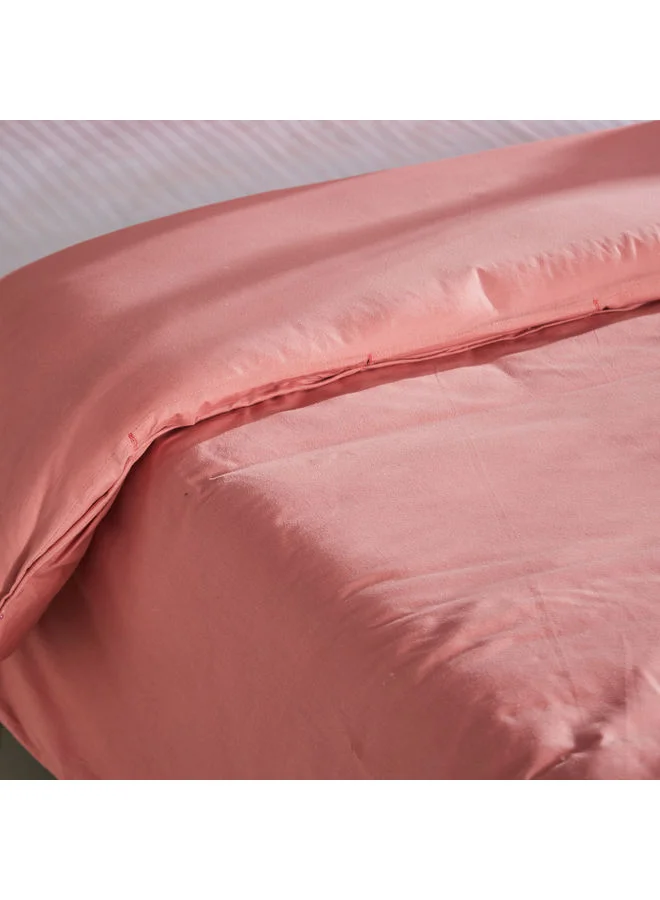 Home Box 3-Piece Wellington Solid Duvet Cover Set Cotton Pink 220 x 220cm