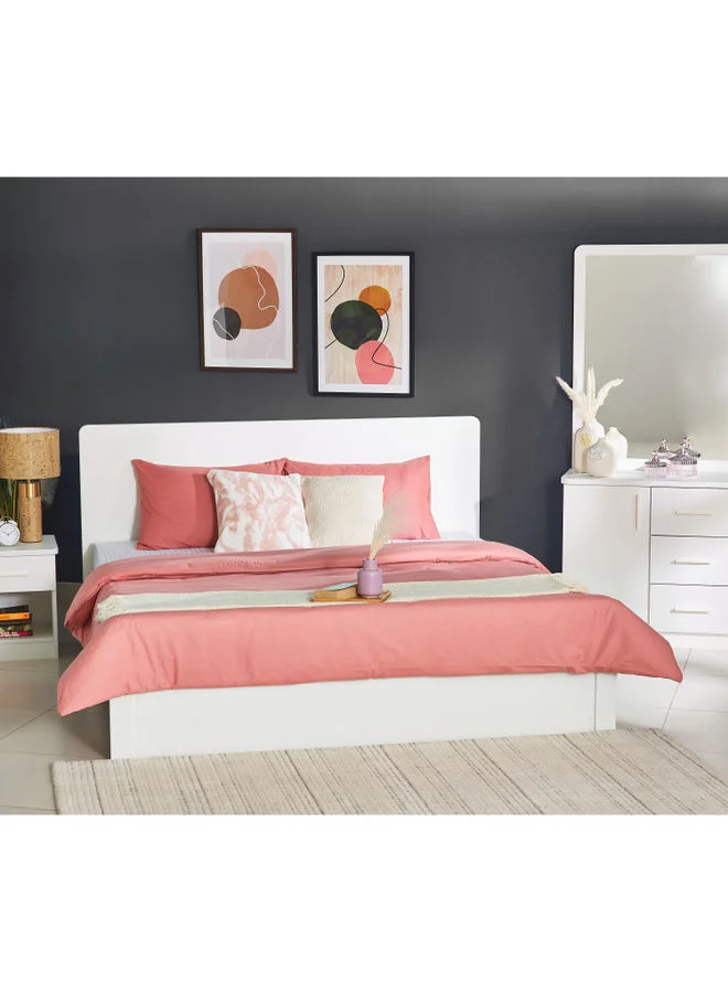 Home Box 3-Piece Wellington Solid Duvet Cover Set Cotton Pink 220 x 220cm