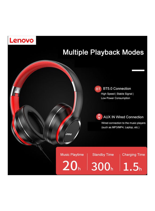 Lenovo Foldable Bluetooth Headset Red/Black - Image 2