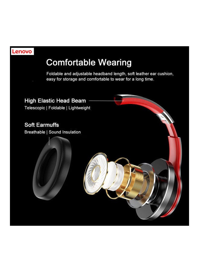 Lenovo Foldable Bluetooth Headset Red/Black - Image 5