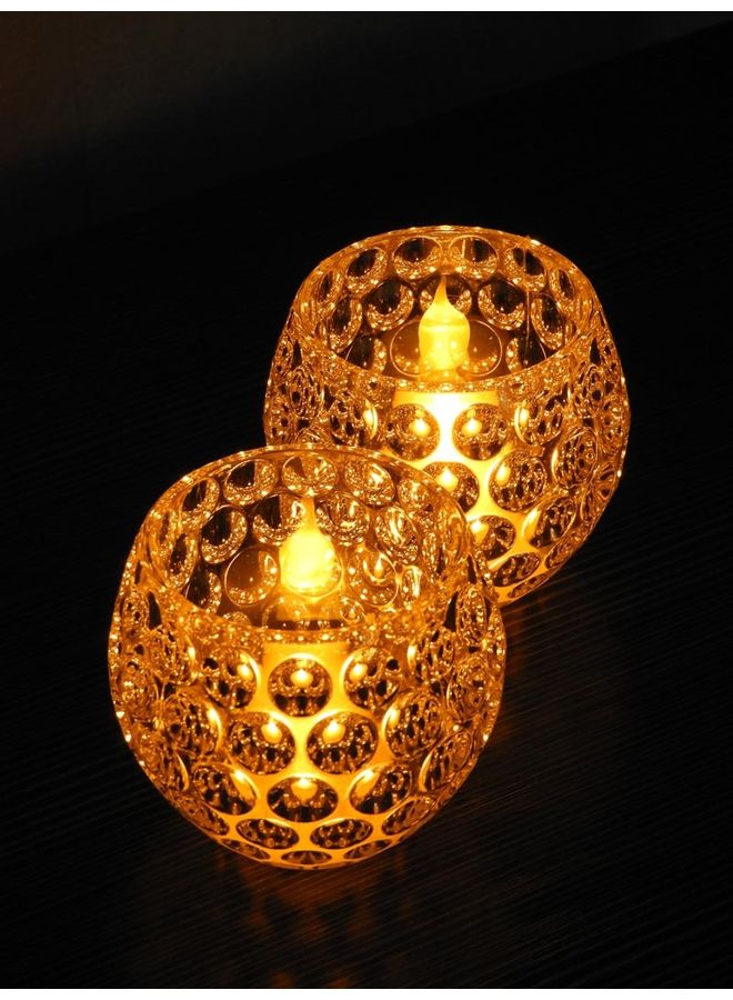بابازام طقم شموع LED مزودة ببطارية، مكون من ستّ قطع. ذهبي/ أبيض 6.5x7.5x7.5سم  - Image 2