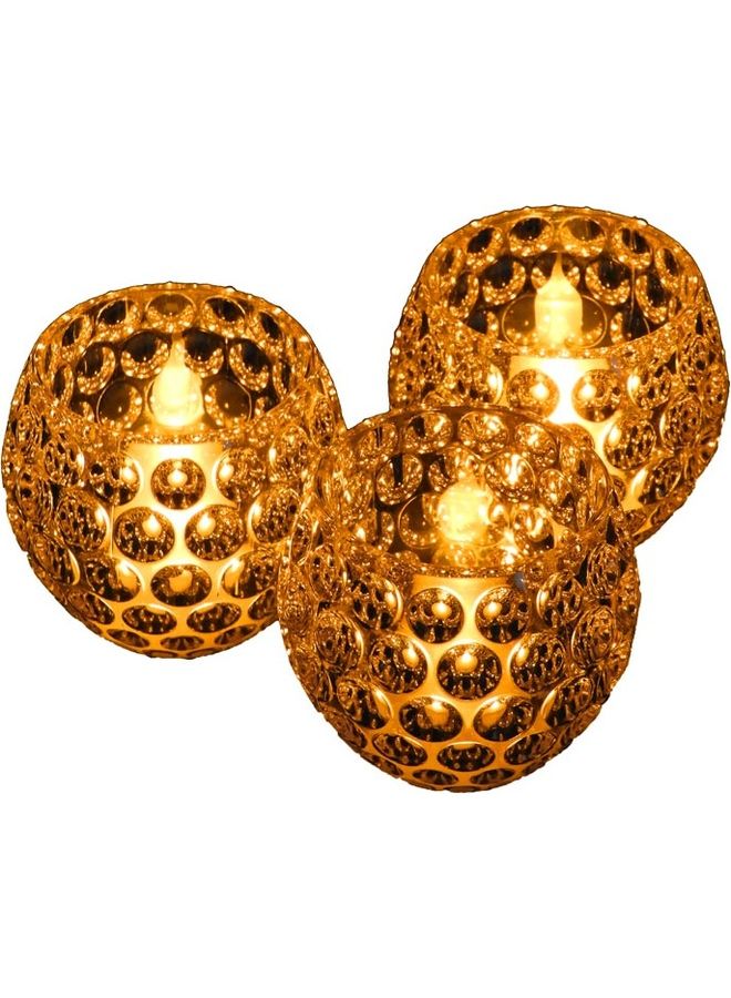 بابازام طقم شموع LED مزودة ببطارية، مكون من ستّ قطع. ذهبي/ أبيض 6.5x7.5x7.5سم  - Image 3