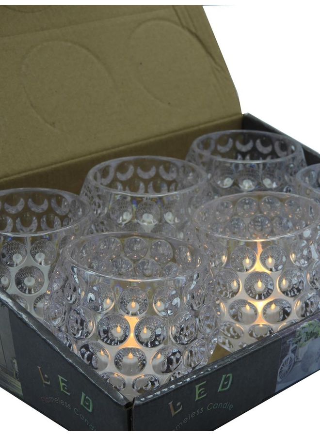بابازام طقم شموع LED مزودة ببطارية، مكون من ستّ قطع. ذهبي/ أبيض 6.5x7.5x7.5سم  - Image 4