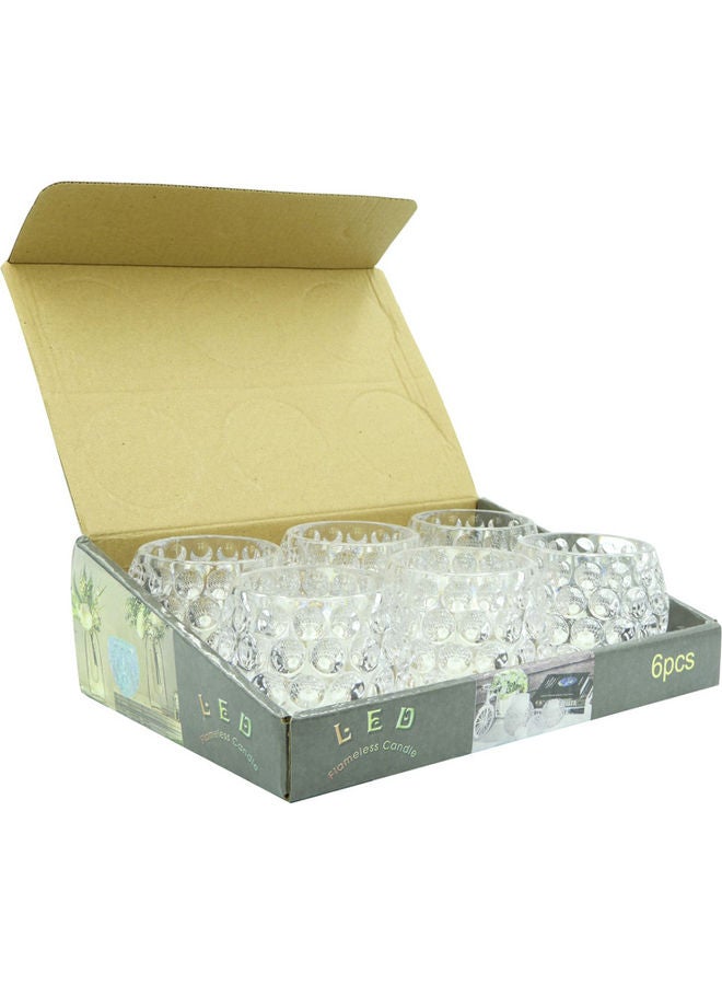 بابازام طقم شموع LED مزودة ببطارية، مكون من ستّ قطع. ذهبي/ أبيض 6.5x7.5x7.5سم  - Image 5
