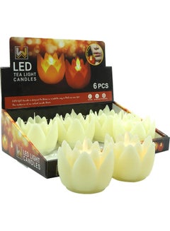 6-Piece Battery Included LED Candle Set Yellow 7x7.5x7.5cm