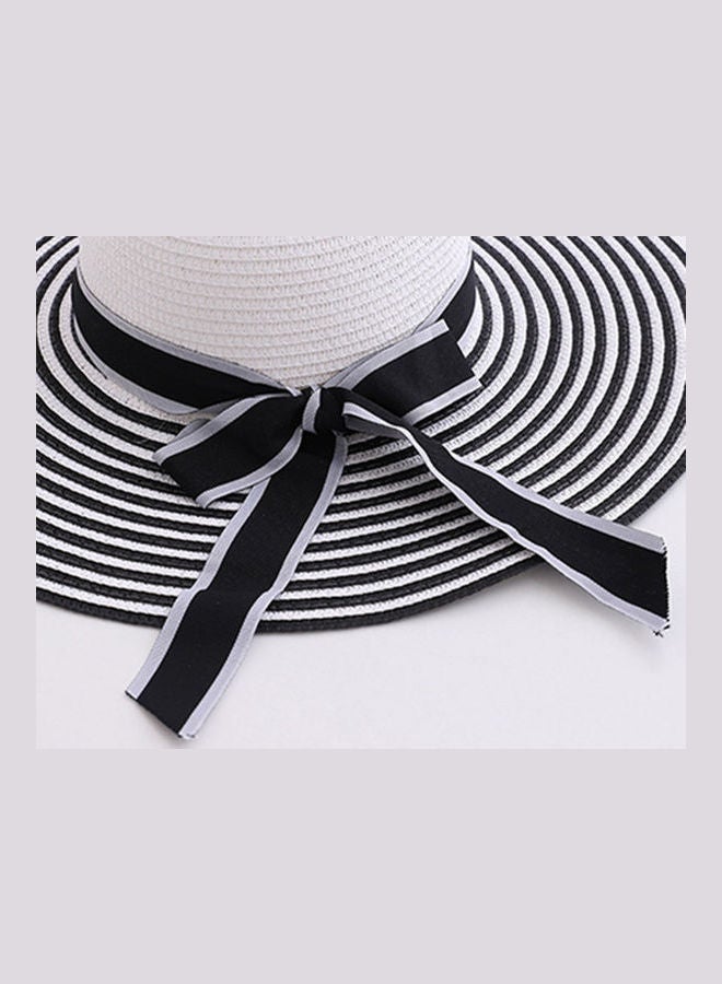 HALAMODO Large Brimmed Straw Hat White/Black - Image 2
