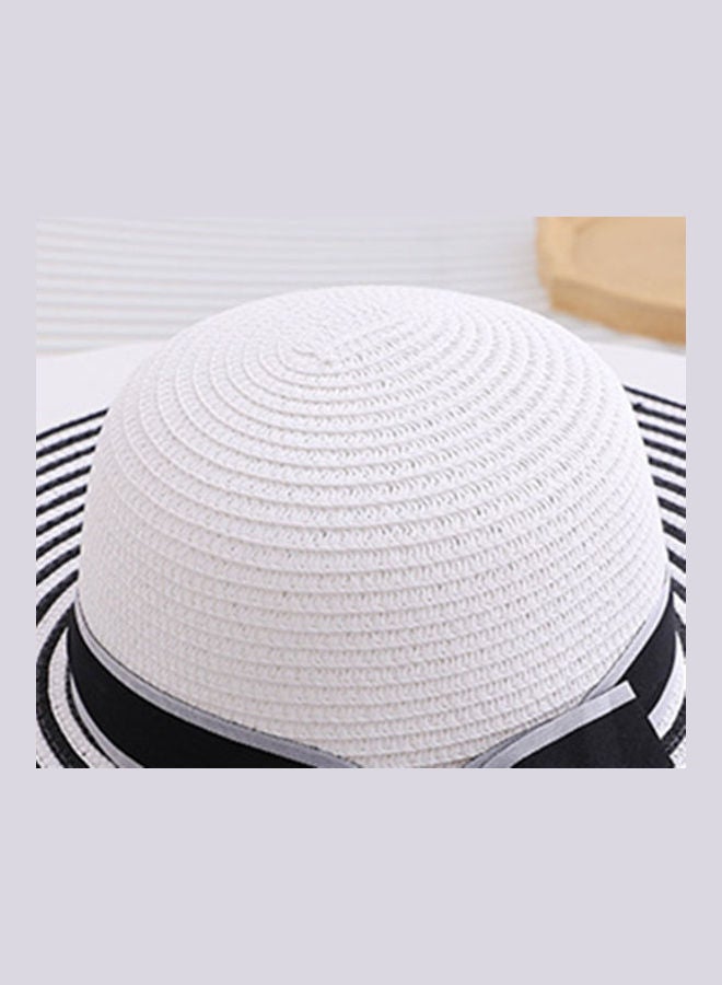 HALAMODO Large Brimmed Straw Hat White/Black - Image 3