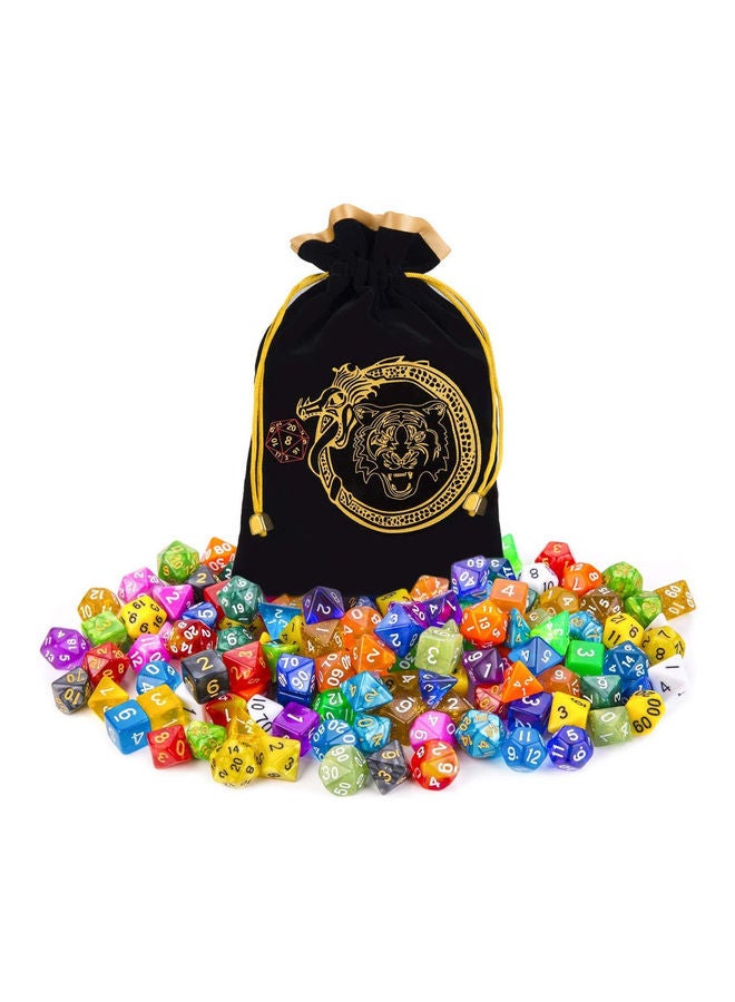 CiaraQ 140-Piece Polyhedral Dices  With 1 Large Flannel Bag - Image 1