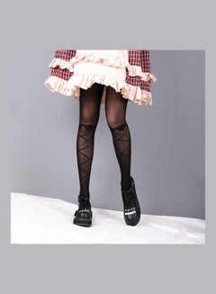 HALAMODO Bandage Bowknot Stockings Black  - Image 1