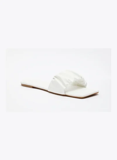 shoexpress Ruched Slip-On Flat Sandals White