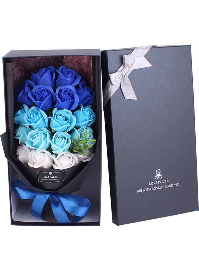 18-Piece Artificial Flowers With Gift Box Blue