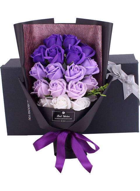 18-Piece Artificial Flowers With Gift Box Purple