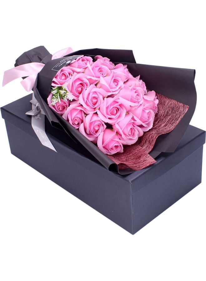 18-Piece Artificial Flowers With Gift Box Pink
