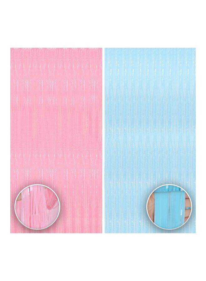 Party Time - 2-Piece Pastel Foil Fringe Curtain - Image 1