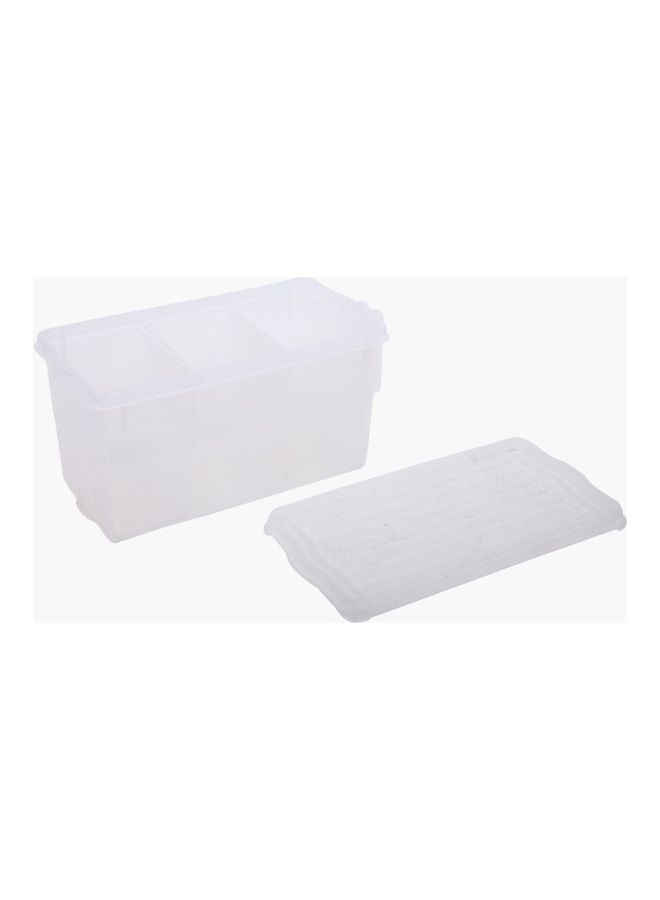 Home Box - 3-Compartment Stackable Storage Box Clear 32 x 16cm - Image 1