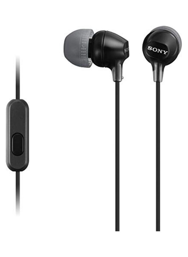 سماعة أذن داخلية مع مايكروفون أسود