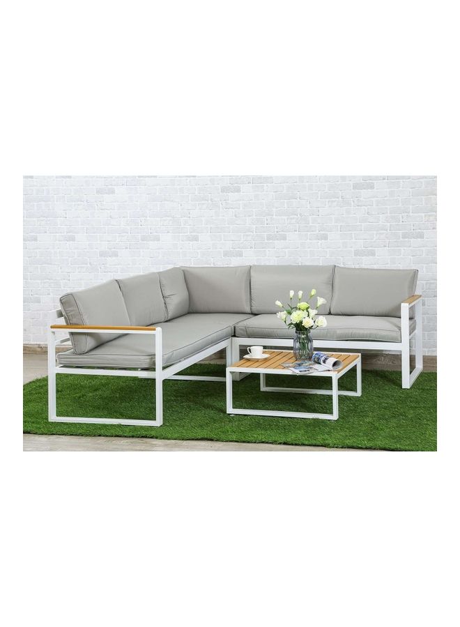Pan Home - 1 x COFFEE TABLE 68 cm L x 68 cm W 30cm H | 1 x GARDEN CORNER SOFA 195 cm L x 195 cm W 70cm H | Track Arms, Removable Cushions | Foam Filling Grey - Image 1