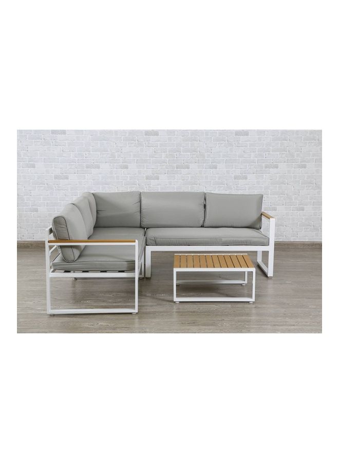 Pan Home - 1 x COFFEE TABLE 68 cm L x 68 cm W 30cm H | 1 x GARDEN CORNER SOFA 195 cm L x 195 cm W 70cm H | Track Arms, Removable Cushions | Foam Filling Grey - Image 1