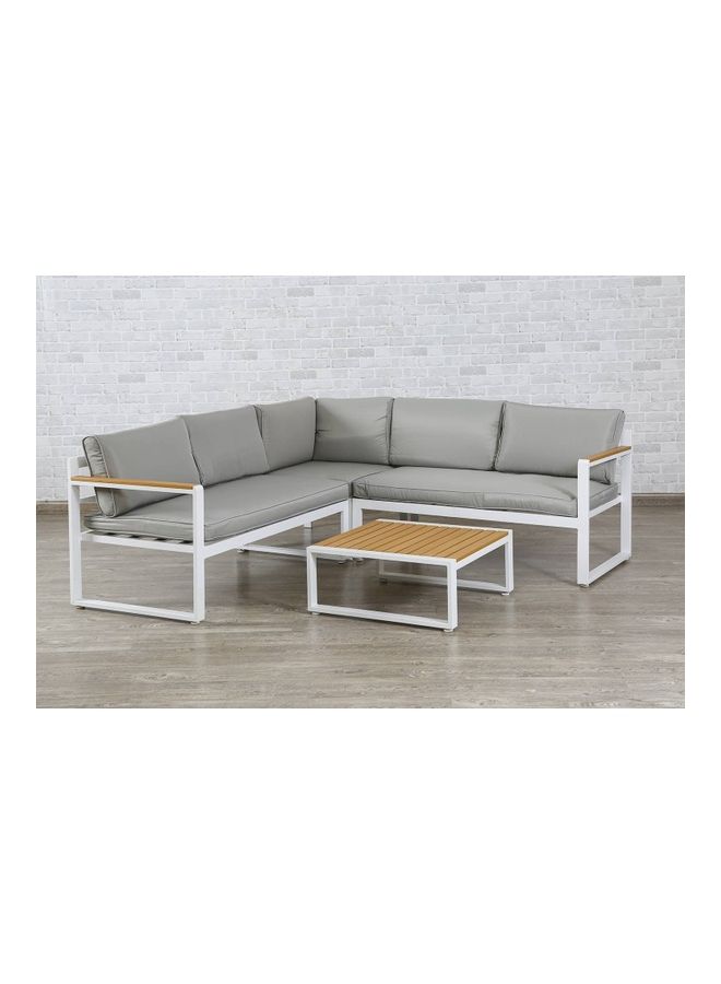Pan Home - 1 x COFFEE TABLE 68 cm L x 68 cm W 30cm H | 1 x GARDEN CORNER SOFA 195 cm L x 195 cm W 70cm H | Track Arms, Removable Cushions | Foam Filling Grey - Image 1
