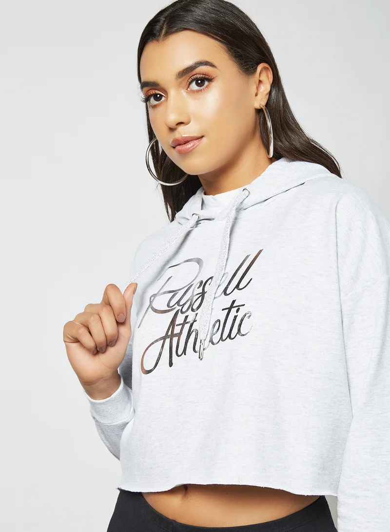Russell Athletic Foil Print Hoodie Grey