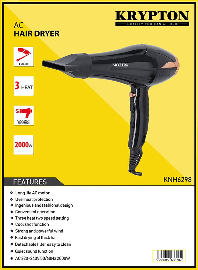 KRYPTON Portable Powerful Hair Dryer Black  - Image 2