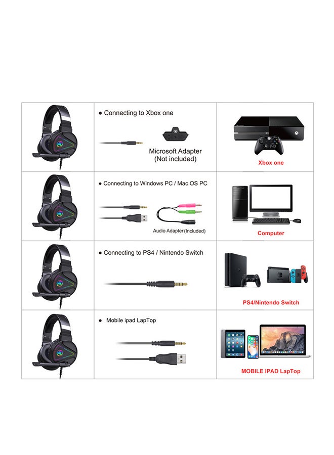 HXSJ Gaming Headset With Microphone RGB For PS4  - Image 2