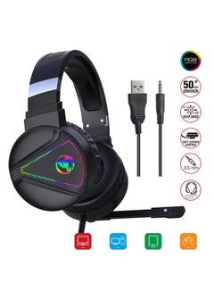 يونك سماعة رأس للألعاب مزودة بميكروفون وإضاءة متعددة الألوان RGB لأجهزة بلايستيشن 4/ بلايستيشن 5/ إكس بوكس ون/ إكس بوكس سيريس إكس/ نينتندو سويتش  - Image 4