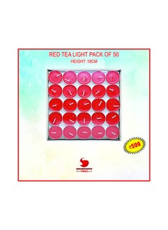 Saubhagya Global 50-Piece Premium Tea Light Smokeless Candle Set Red 18x18inch  - Image 3