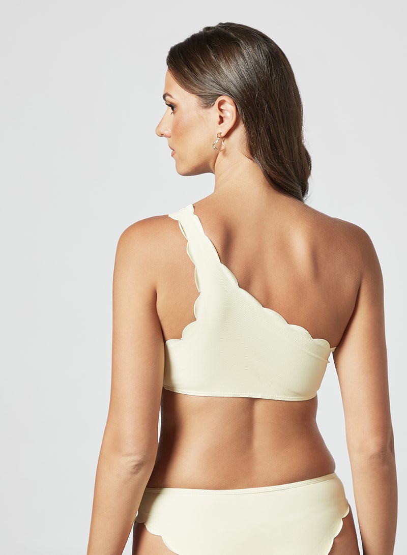 Fashion Union - Scallop Detail Bikini Top Yellow - Image 1