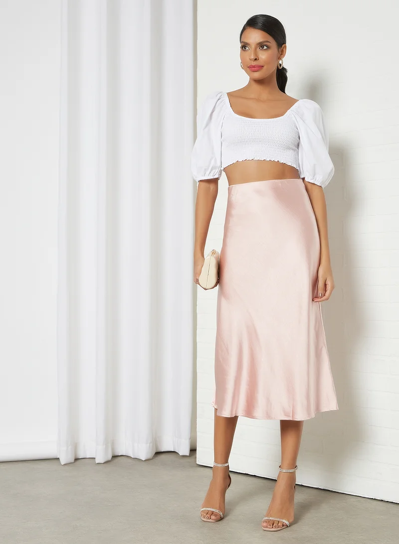 Fashion Union Shirred Bodice Top White