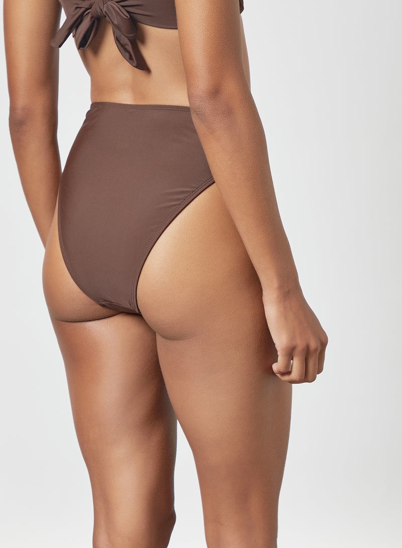 4th & Reckless - High Leg Bikini Bottoms Brown - Image 1