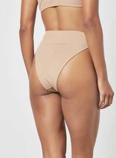 4th & Reckless High Leg Ribbed Bikini Bottoms Brown  - Image 3