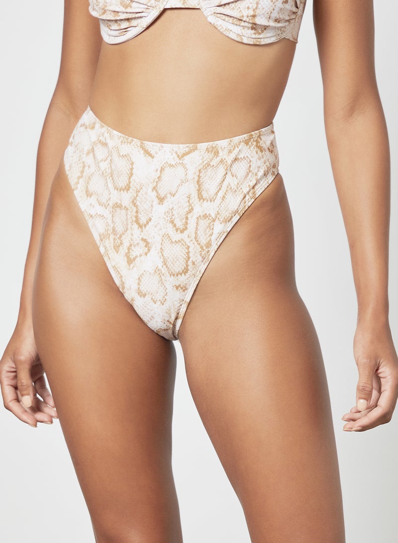 4th & Reckless - Snakeskin Print Bikini Bottoms Multicolour - Image 1