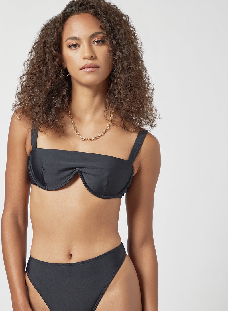 4th & Reckless Strappy Bikini Top Black  - Image 1