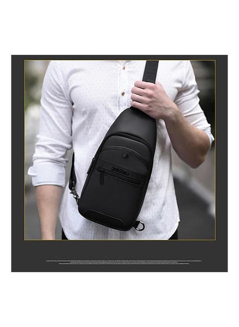 Men Waterproof Chest Bag Shoulder Bag Travel Crossbody Black