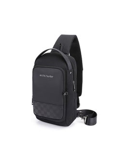 Men Chest Crossbag USB Charging Sling Shoulder Bag Waterproof Black
