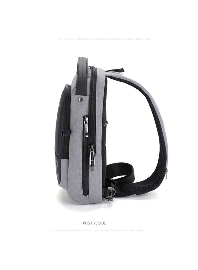 Men Chest Crossbag USB Charging Sling Shoulder Bag Waterproof Grey