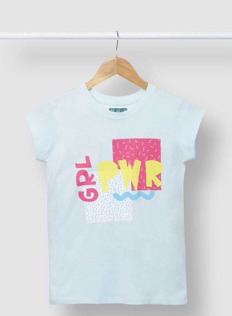 RAHA - Girls Comfortable Stylish Long lasting Casual T-Shirt Light Blue - Image 1