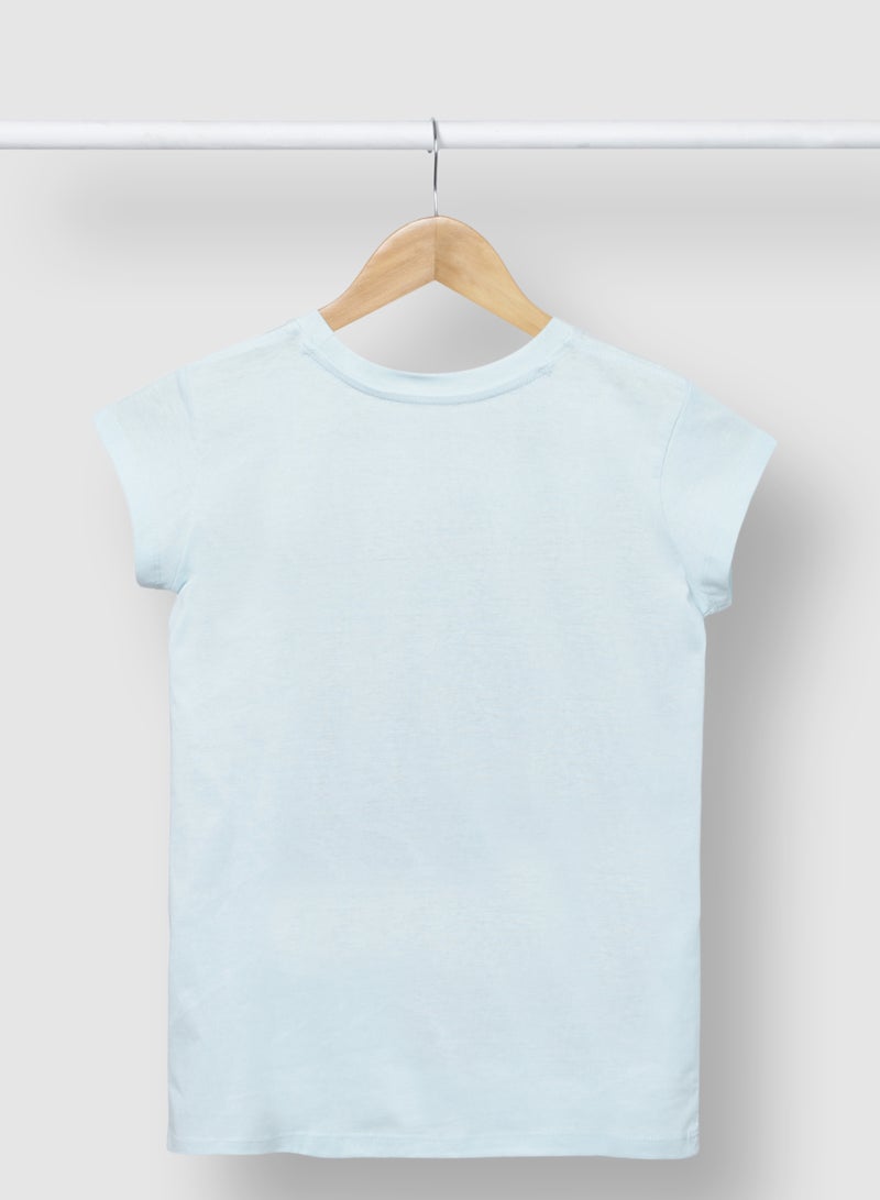 RAHA - Girls Comfortable Stylish Long lasting Casual T-Shirt Light Blue - Image 1