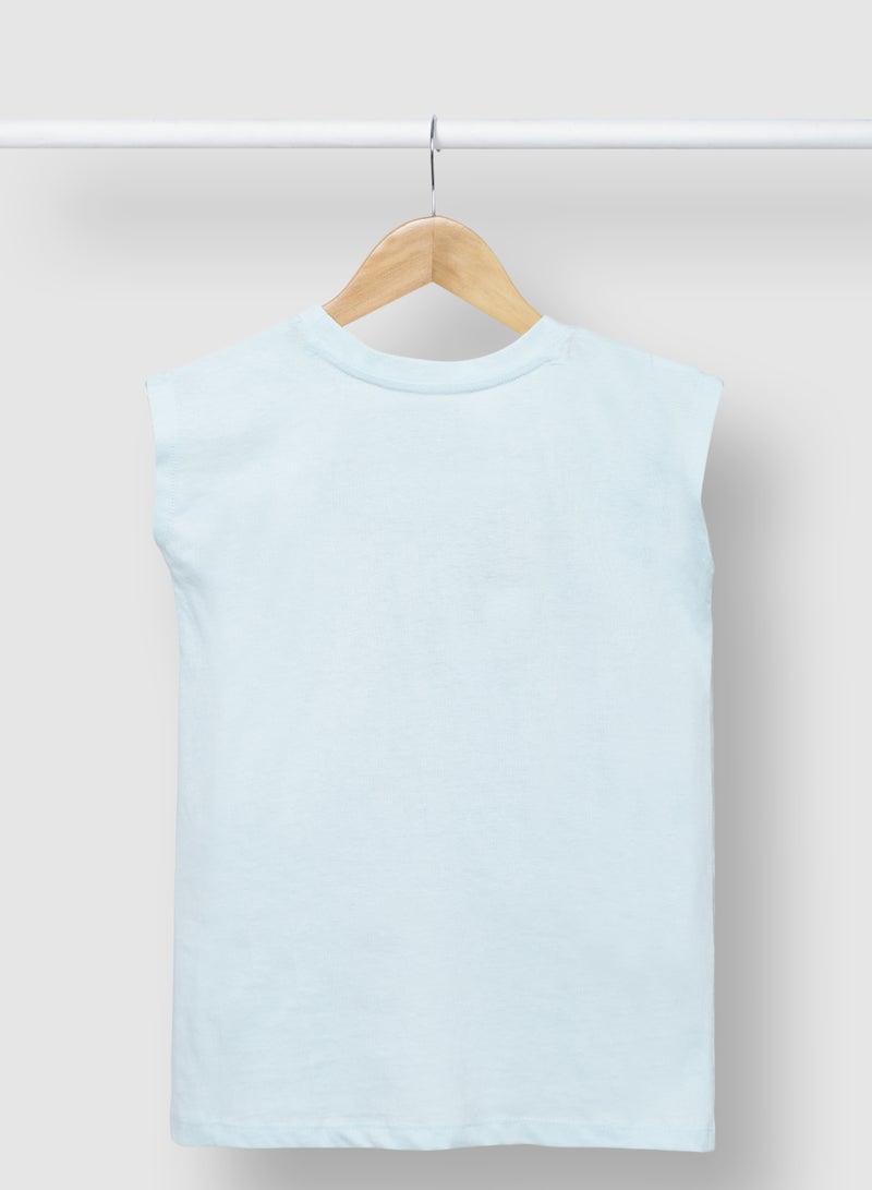 RAHA - Girls Modish Comfortable Beautiful Stylish T-Shirt Light Blue - Image 1