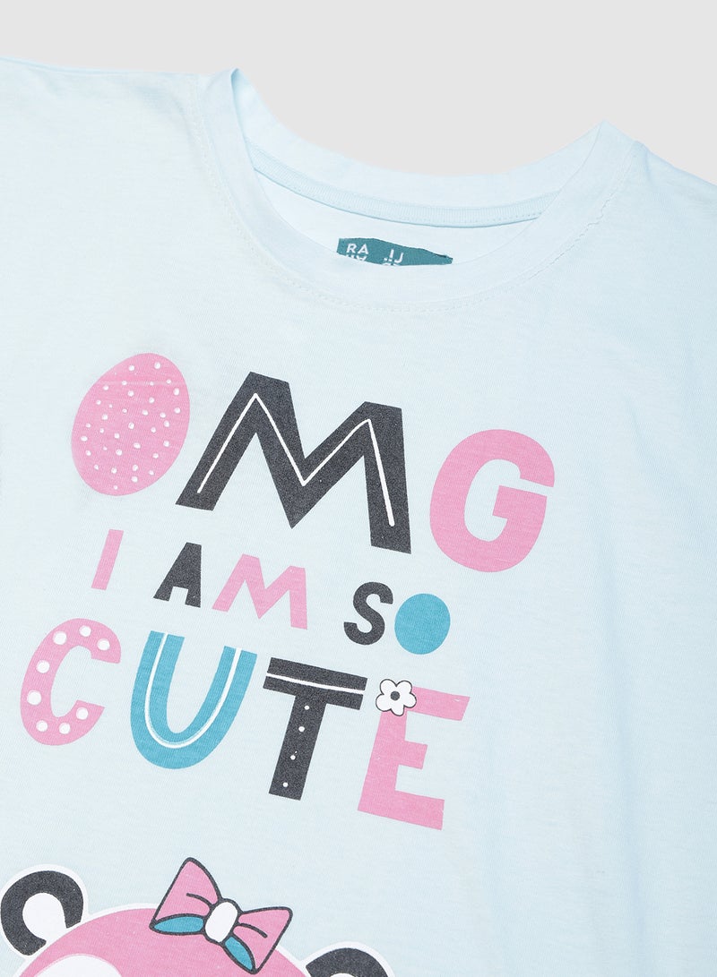 RAHA - Girls Modish Comfortable Beautiful Stylish T-Shirt Light Blue - Image 1