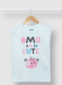 RAHA Girls Modish Comfortable Beautiful Stylish T-Shirt Light Blue  - Image 1