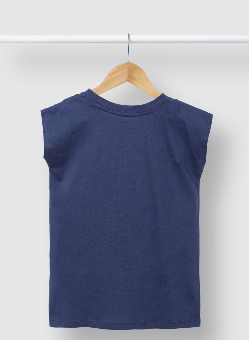 RAHA - Girls Comfortable Stylish Modern T-Shirt Navy Blue - Image 1