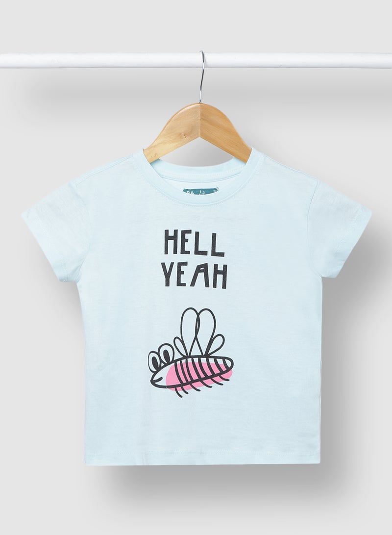 RAHA Girls Modish Cotton Comfortable Stylish T-Shirt Light Blue - Image 1